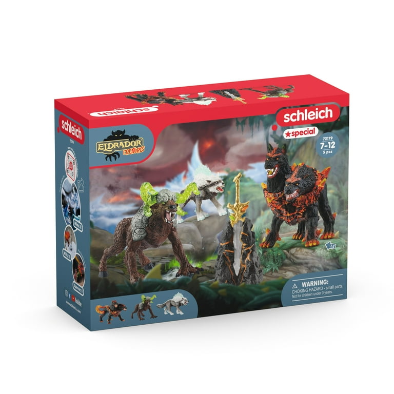 Schleich - Eldrador Creatures: Snow Wolf, Hellhound, Rock