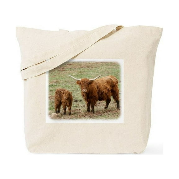 CafePress - Highland Cow With Calf 9Y316D 048 Tote Bag - Unisex Canvas Tote Bag, Beige, 1-Piece