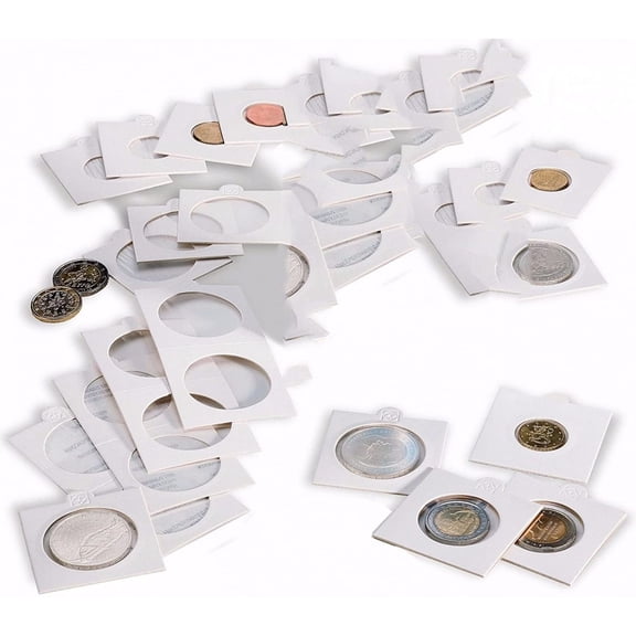 100 Lighthouse Cardboard 2x2 Self-Adhesive Holders 32.5mm Coins