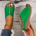 thumbnail image 4 of HomeDM Women's Wedge Platform Sandals Open Peep Toe Slip-On Casual Summer Beach Vacations Slide Sandals, Green Size 9.5, 4 of 9