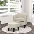 thumbnail image 2 of Costway Barrel Club Chair with Ottoman Set Footrest Curved Back & Removable Seat Cushion Beige, 2 of 10