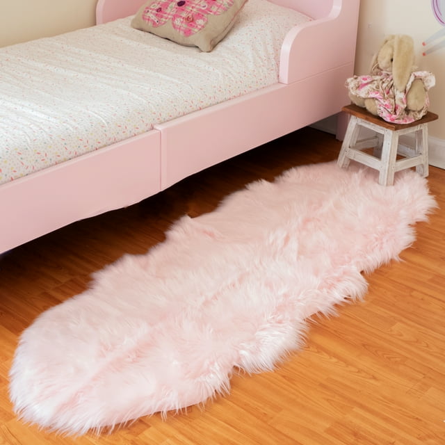 Faux Fur Area Rug Luxuriously Soft and Eco Friendly 2' X 6' Pink