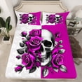 thumbnail image 2 of Feelyou Romantic Purple Rose Full Size Sheets, Gothic Skeleton Bed Sheets, Valentine's Day Theme Sheet Sets, Lightweight Room Decor, 4pcs, 2 of 7