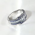 thumbnail image 5 of Matching Rings White Gold Plated Couple Rings Blue CZ Wedding Ring Sets for Him and Her, 5 of 6