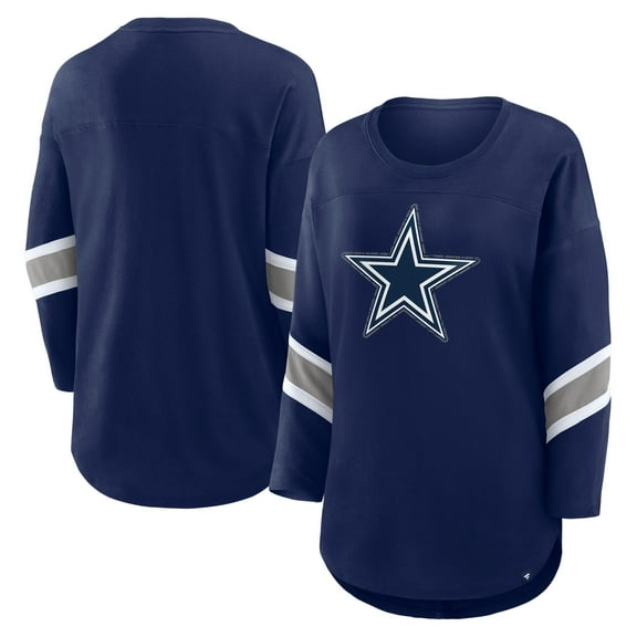 Women's Fanatics  Navy Dallas Cowboys Redzone Bling 3/4-Sleeve T-Shirt
