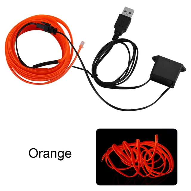 Sidaley Iluminación interior del coche Tira de LED Decoración Guirnalda Línea de tubo de cuerda de alambre Luz de neón flexible con unidad de Automoción decorativa y accesorios Naranja Sidaley VI000919-10B