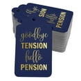 thumbnail image 1 of Inkdotpot Pack Of 100 Real Gold Foil Paper Tags Good Bye Tension Hello Pension Retirement Favor Hang Tags, 1 of 6
