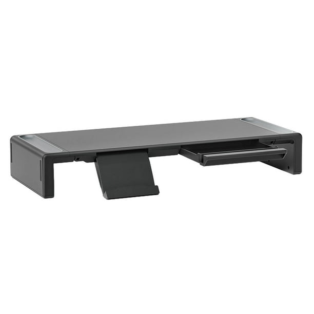 Soporte elevador para monitor de escritorio, soporte para smartphone para ordenadores, escritorios y oficinas. Negro
