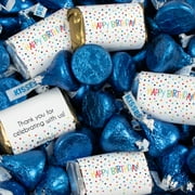 131 Pcs Birthday Candy Party Favors Miniatures Chocolate & Dark Blue Kisses (1.65 lbs) - Colorful Dots