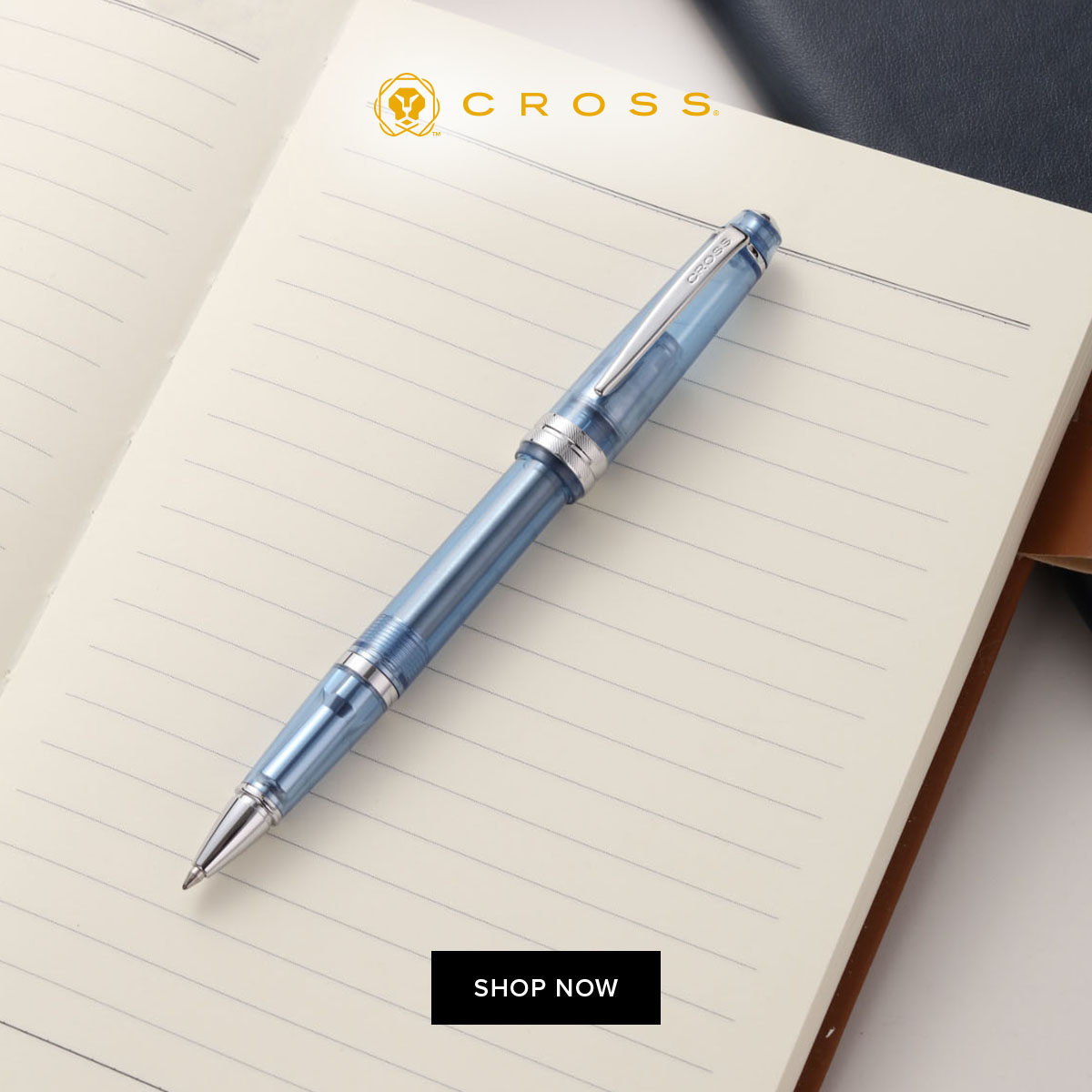 Cross Bailey Light Translucent Clear Resin with Bright Chrome Internal Mechanism and Chrome-plated Appointments Rollerball Pen