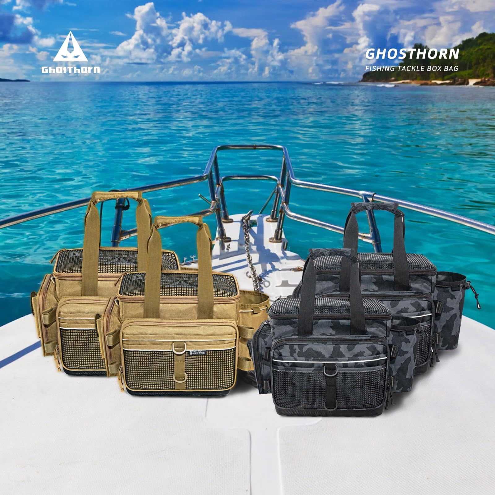 Ghosthorn Fishing Tackle Bags Salt Water Resistant Tackle Box Bag -large capacity tackle storage