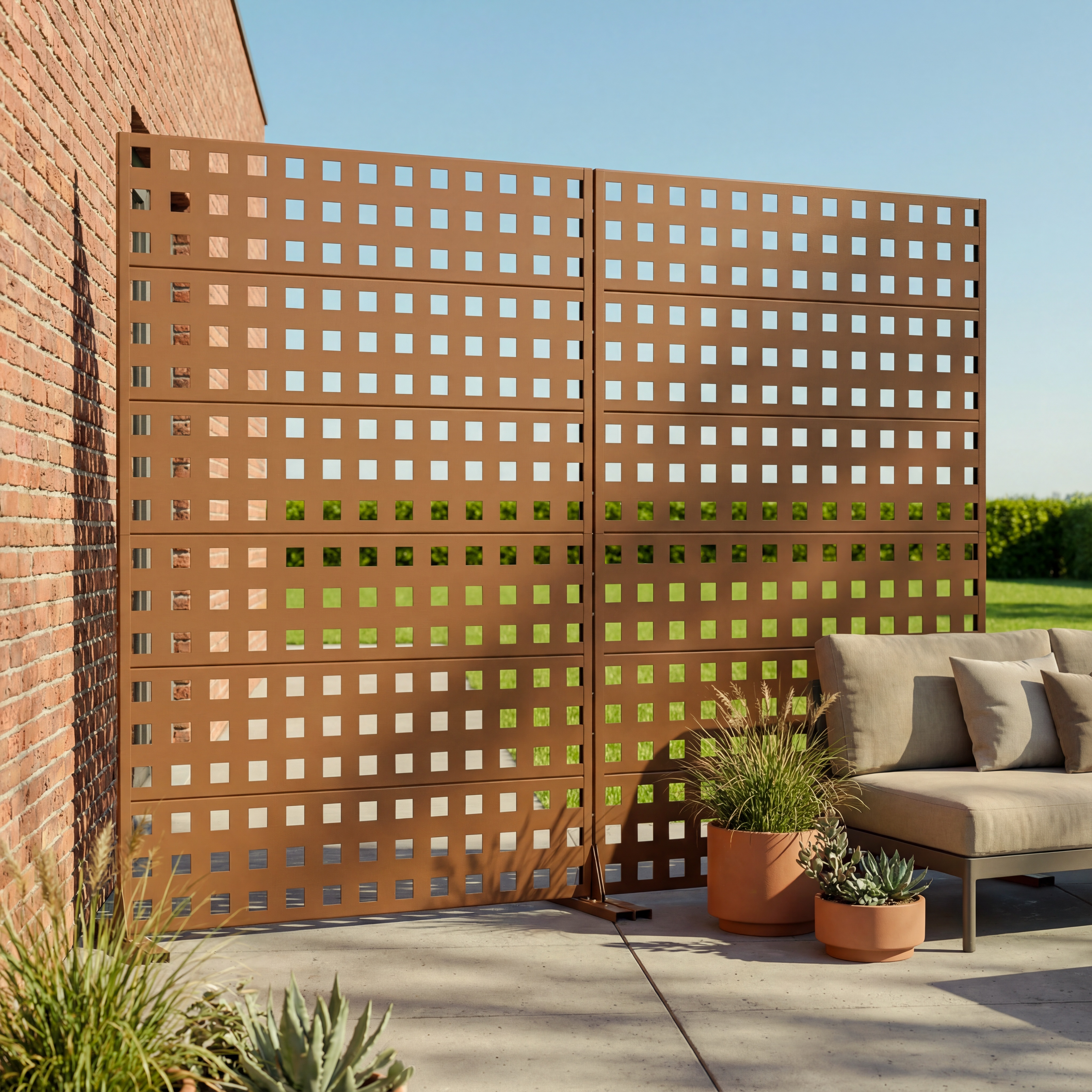 Privacy Metal Screen Fence Panel Horizontal Stripe Pattern