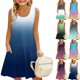 thumbnail image 1 of Girls 2025 Summer Dresses Sleeveless Gradient Dress with Pockets Casual Summer Sundress for Kids Lightweight and Breathable Fabric ,Sie:130, 1 of 8