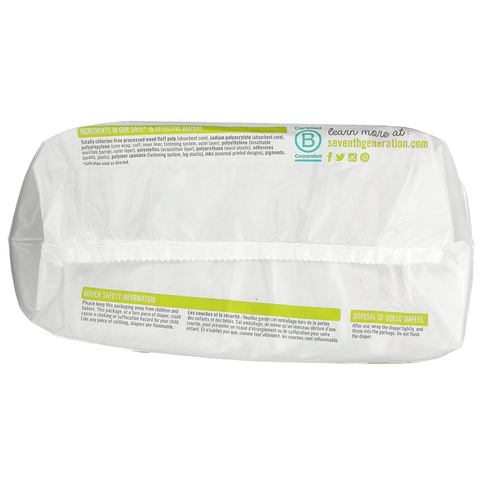 Seventh Generation Sensitive Protection Free & Clear Baby Diapers - Size 3, 27 count