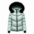 thumbnail image 4 of hoksml Women's Waterproof Parka with Detachable Hood Winter Insulated Puffer Jacket Short Coat with Zippered Pockets, 4 of 5