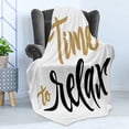 thumbnail image 4 of Saying Soft Flannel Fleece Throw Blanket, Coffee Break Conceptual Time to Relax Hand-drawn Lettering, Cozy Plush for Indoor and Outdoor Use, 60" x 80", Dark Taupe Pale Coffee, by Ambesonne, 4 of 5