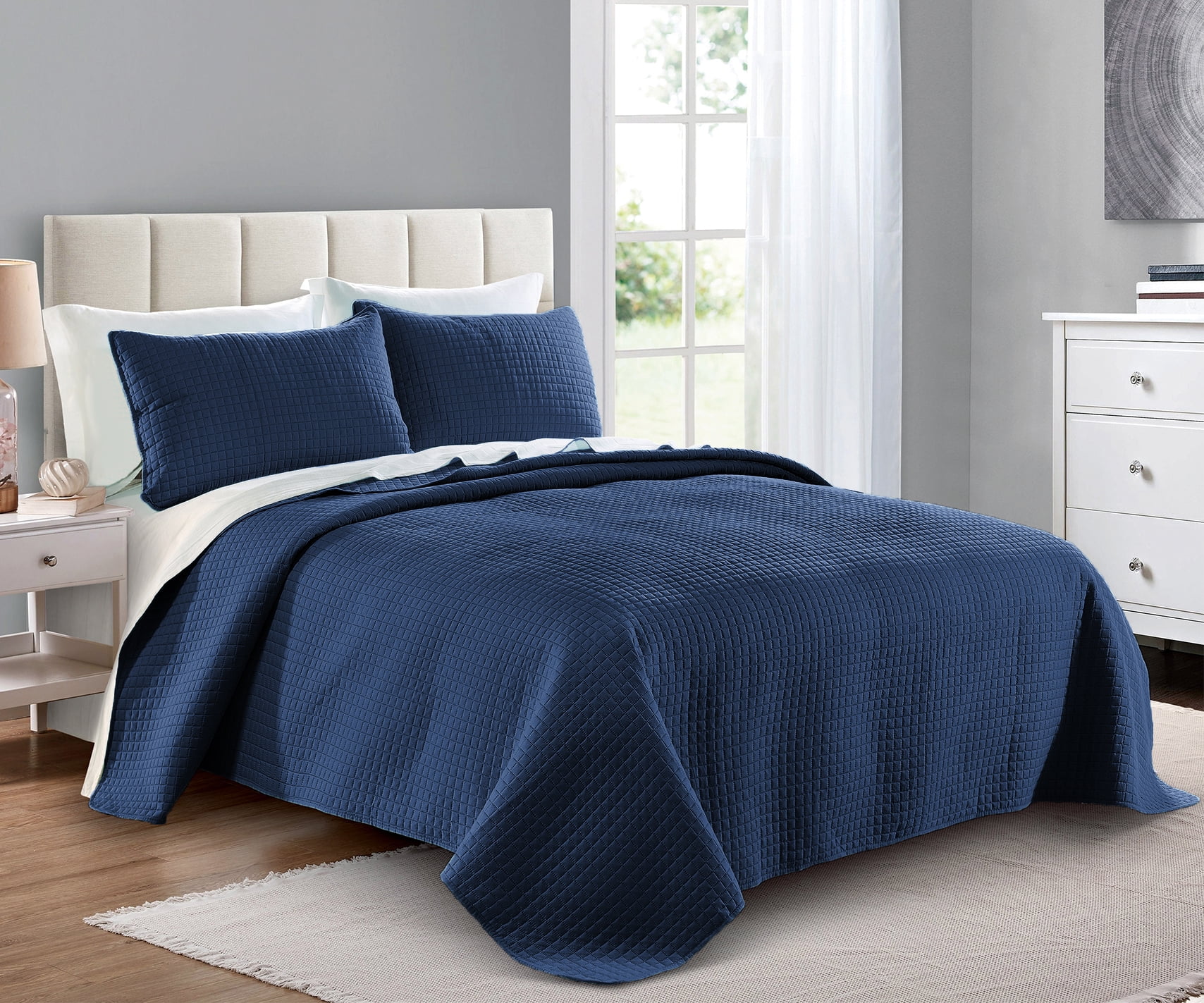 Quilt Set Full Queen Size Navy, Making A King Size Bedspread