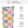 thumbnail image 3 of 20 Oz Stainless Steel Vacuum Insulated Tumbler Retro Colorful Chessboard Coffee Cup with Lids and Straw Double Wall Water Travel Mug for Hot and Cold Drinks for Home Office, 3 of 5
