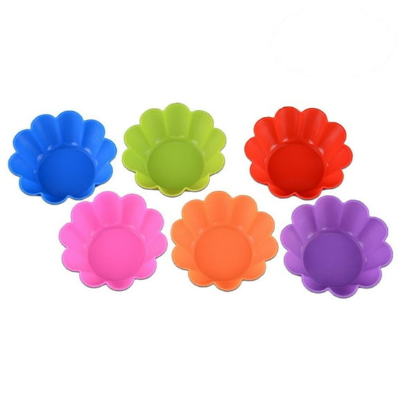 MasteelfCA 6Pcs Mini Cupcake Flower Cake Silicone Baking Cup Muffin Xmas Wedding Tools Bakeware Muffin Cupcake Cups (Random Color)