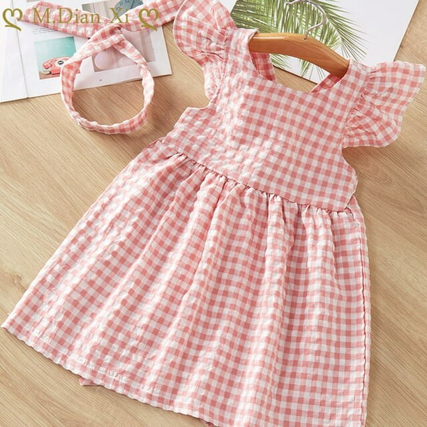 Ropa de verano para niñas pequeñas, vestido de manga voladora para recién nacidos, vestidos infantiles de algodón, vestido de Minnie + diadema, vestidos para niñas pequeñas Tan Jianjun unisex