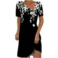 thumbnail image 2 of Teissuly Women's Fashion Printed Short Sleeve Round-Neck Mid-Calf Dress, 2 of 5