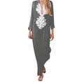 thumbnail image 2 of SMihono Été Boho Maxi Robe pour les Femmes Plus Size Mode Femmes Automne V-Cou Impression Décontractée Confortable à Manches Longues Robe Plage Swing Sundress, 2 of 8
