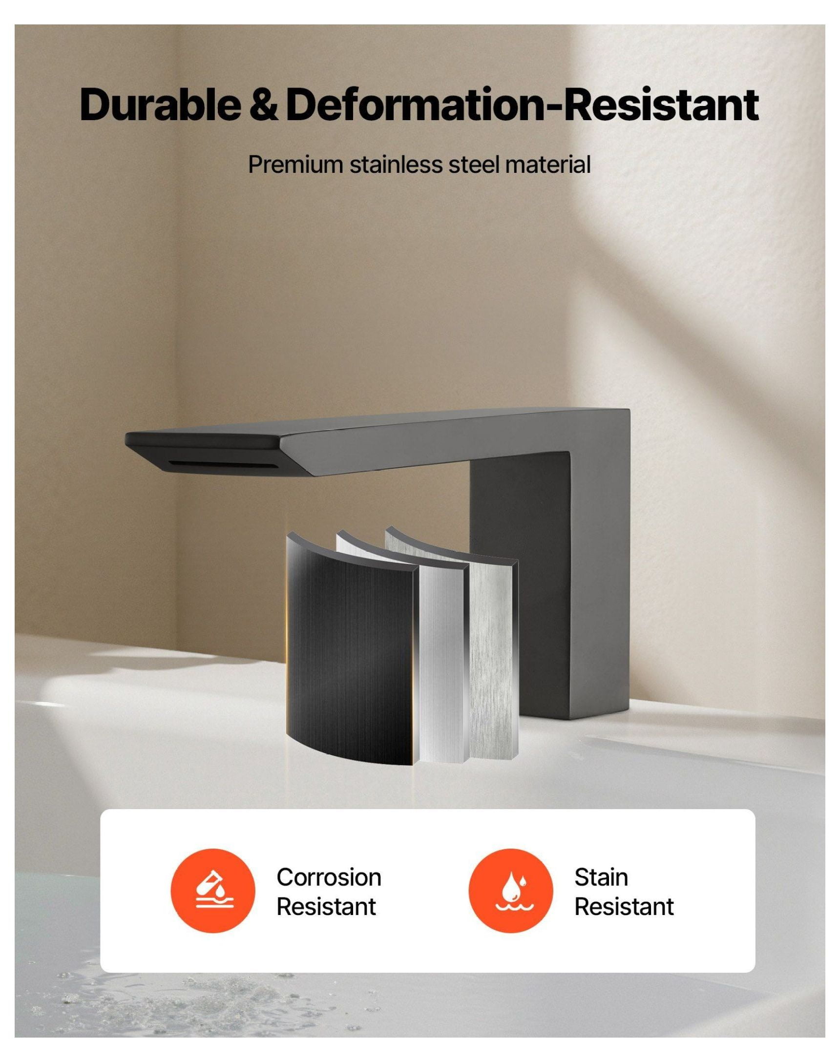 Roman Tub Faucet 3 Hole, Waterfall Bathtub Faucet with Shower Head, Matte Black Tub Spout, Stainless Steel Roman Bathtub Faucets for Adult Bathing & Pet Washing