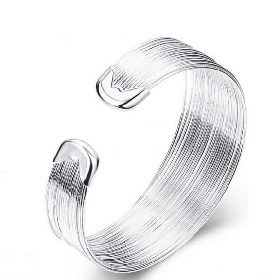 Silky Threads Silver Adjustable Bracelet Cuff for Woman Special Occasion Birthday Holiday Everyday Wear