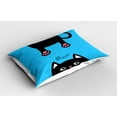 thumbnail image 2 of Ambesonne Kawaii Pillow Sham 2 Pack, Fat Cat Paws and Tail, 26"x20", Black Pink Blue, 2 of 3
