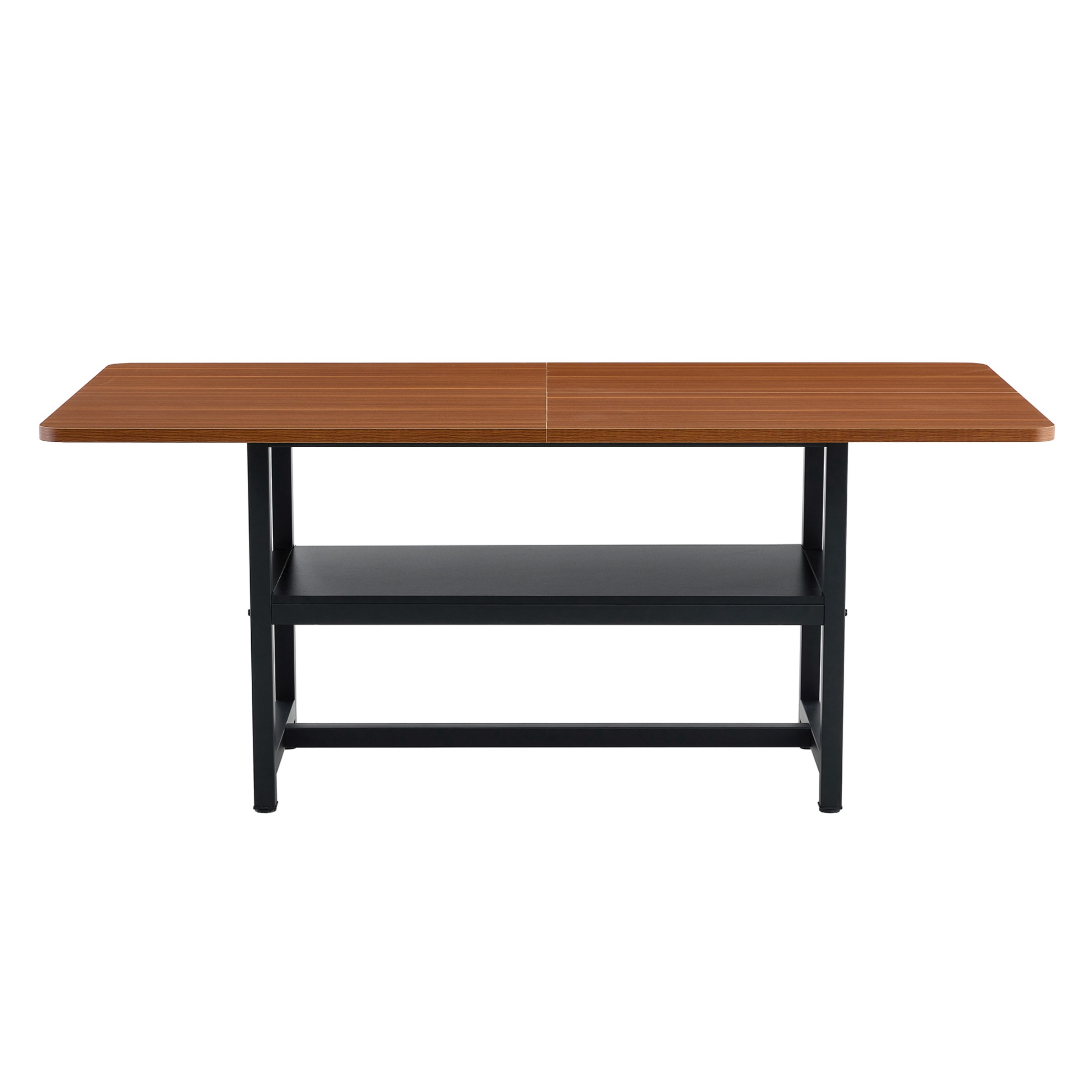 71" Dining Table, Minimalist Kitchen Table for 4-6, MDF Dinner Table with Metal Legs, for Kitchen, Dining Room, Walnut