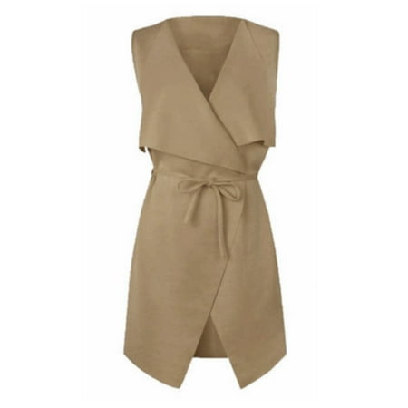 - Fashion Women Long Shawl Collar Sleeveless Long Vest Coat Draped Cardigan Top