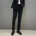 thumbnail image 2 of 9 Pantalones de traje masculino recortados con trenzas, pantalones de verano negros ajustados para hombre, nueva oferta de ropa, elegante formal 2024, estilo coreano, 2 of 5