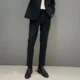 thumbnail image 2 of 9 Pantalones de traje masculino recortados con trenzas, pantalones de verano negros ajustados para hombre, nueva oferta de ropa, elegante formal 2024, estilo coreano, 2 of 4