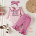 thumbnail image 2 of NOLDARES Baby Girl Clothes Newborn Infant Fall Outfit Romper Winter Pant Set Headband 3 Pcs Clothes for Girl(Pink,6-9 M), 2 of 8