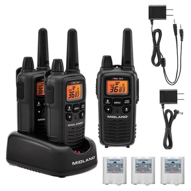 Walkie Talkies Midland LXT633VP3 FRS de largo alcance, 36 canales, color negro