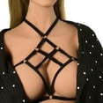 thumbnail image 3 of Women Harness Bra Stretchy Cage Bralette Cupless Lingerie Cross Chest Strap Belt, 3 of 8