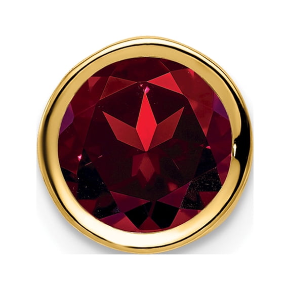 14K Yellow Gold 7mm Garnet Bezel Pendant (8 X 8) Made In India xp322ga