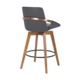 thumbnail image 5 of Pemberly Row 26" Wood/Faux Leather Swivel Counter Stool in Gray/Walnut, 5 of 6