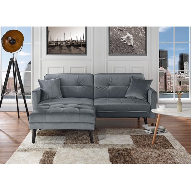 Sofamania MidCentury Sofa Bed, Light Gray