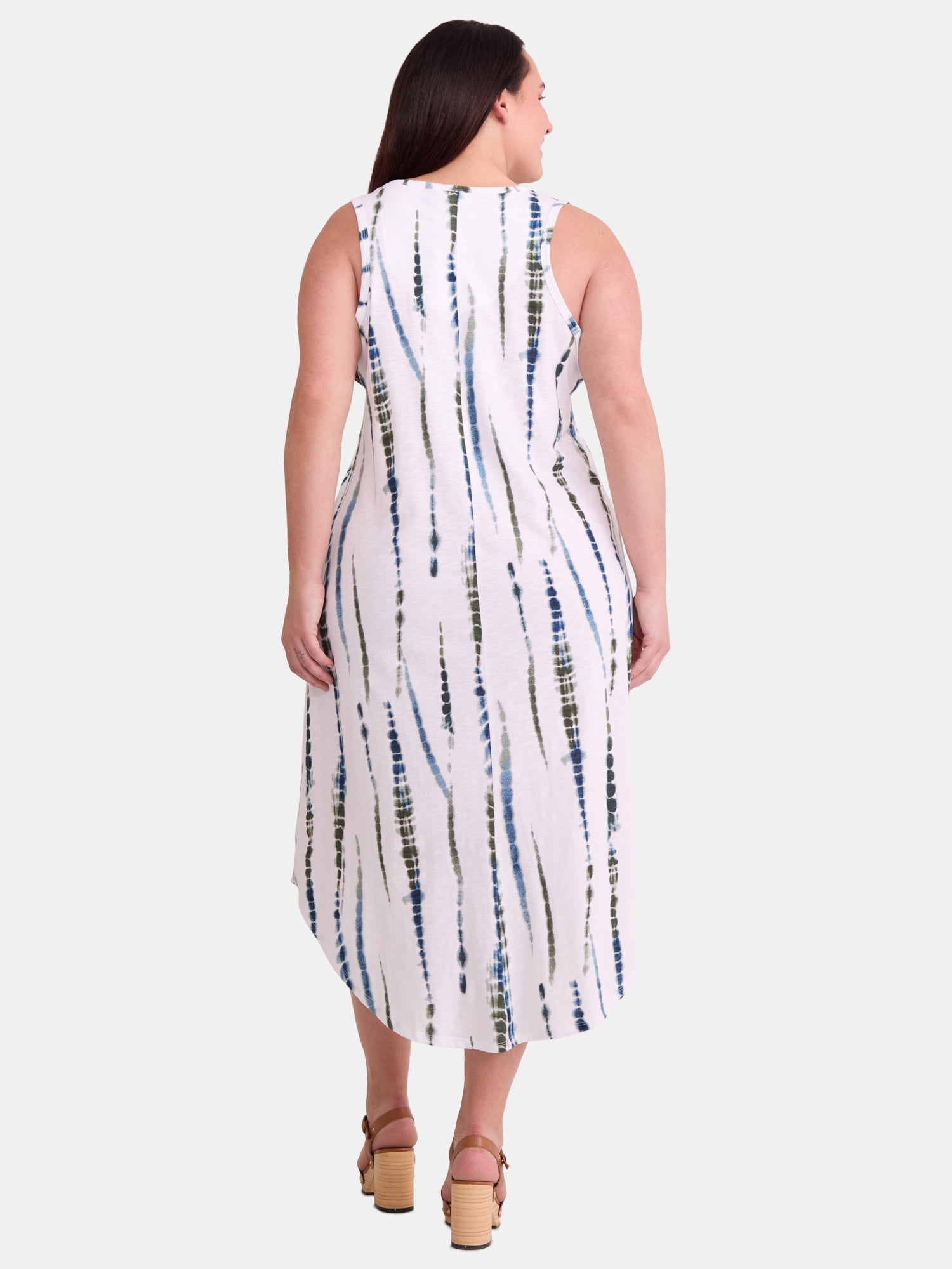 Terra & Sky Women's Plus Size Cotton Tie-Dye Tank Dress, Sizes 0X-5X