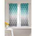 thumbnail image 3 of Teal Grey Ombre Morocco Pattern Sheer Kitchen Tier Curtains 45 Inch length,Rod Pocket Half Curtains & Drapes,Modern Moroccan Geometric Chiffon Cafe Bathroom Window Treatments 2 Pcs 27.5"W x 45"L, 3 of 7