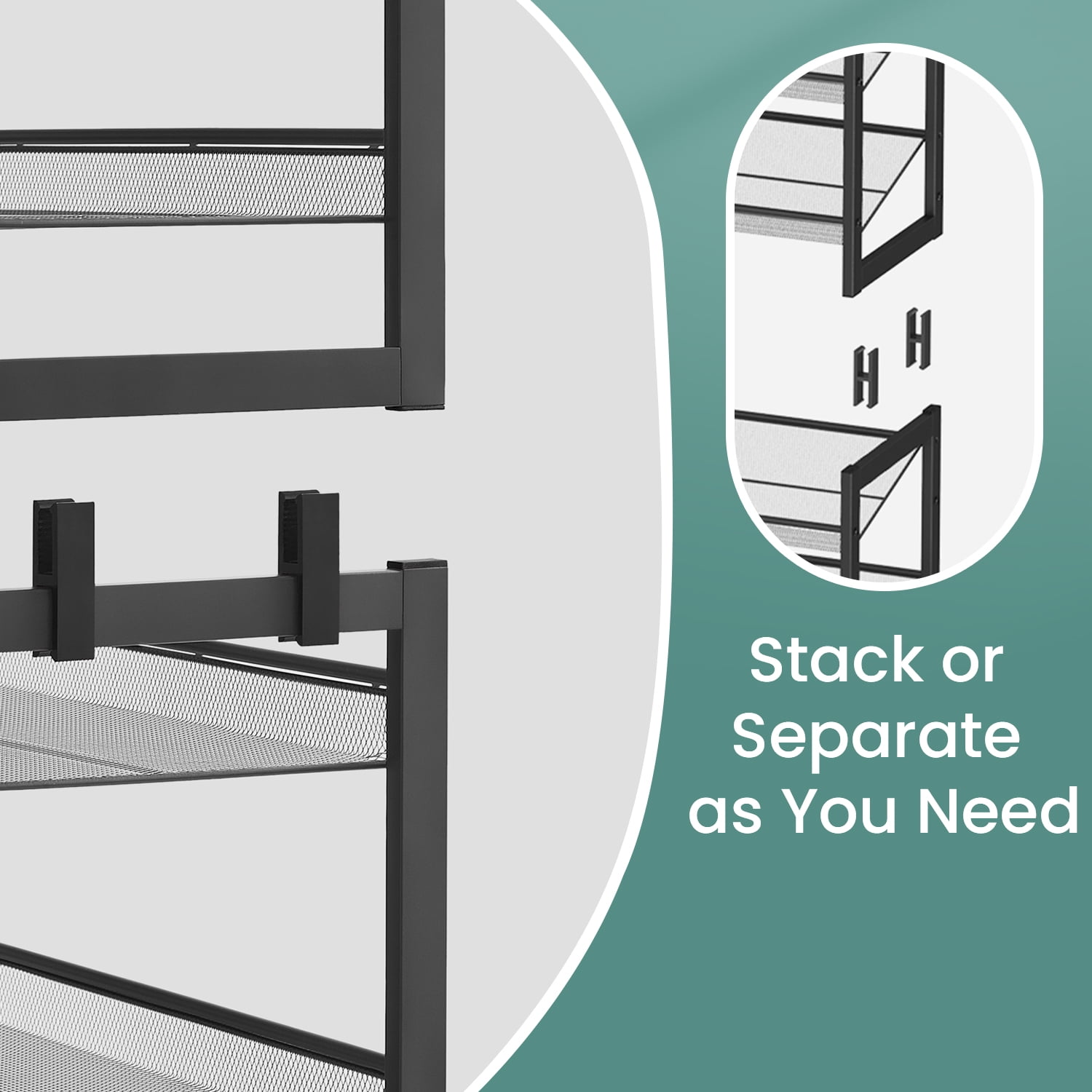 LEDREM 12-Tier Stackable Shoe Rack Organizer, Adjustable Fla,Angled Shelves for Entryway,Garage, Holds 48-60 Pairs, Set of 2, Black