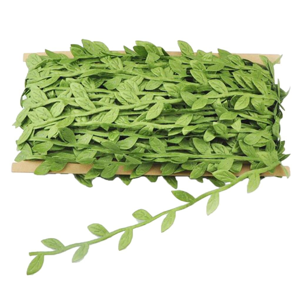 1PC 32FT Artificial Vines Fake Hanging Plants Leaves Ribbon Leaf Vine Trim  Foliage Rattan DIY Wreath Foliage Green Leaves Ribbon Decorative Home Wall  Garden Wedding Party Wreaths Decor