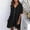 F-630Black, variant on ZHOGXU Womens Casual Dress Short Sleeve V Neck Solid Color Buttons Fashion Comfortable Elegant Dresses With Pockets For Casual Daily Wear,Black,L