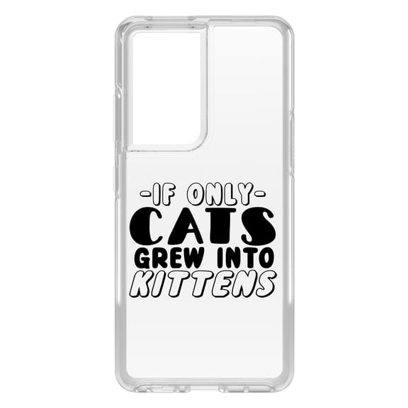 DistinctInk Clear Shockproof Hybrid Case for Galaxy S21 ULTRA 5G (6.8" Screen) - TPU Bumper Acrylic Back Tempered Glass Screen Protector - If Only Cats Grew Into Kittens
