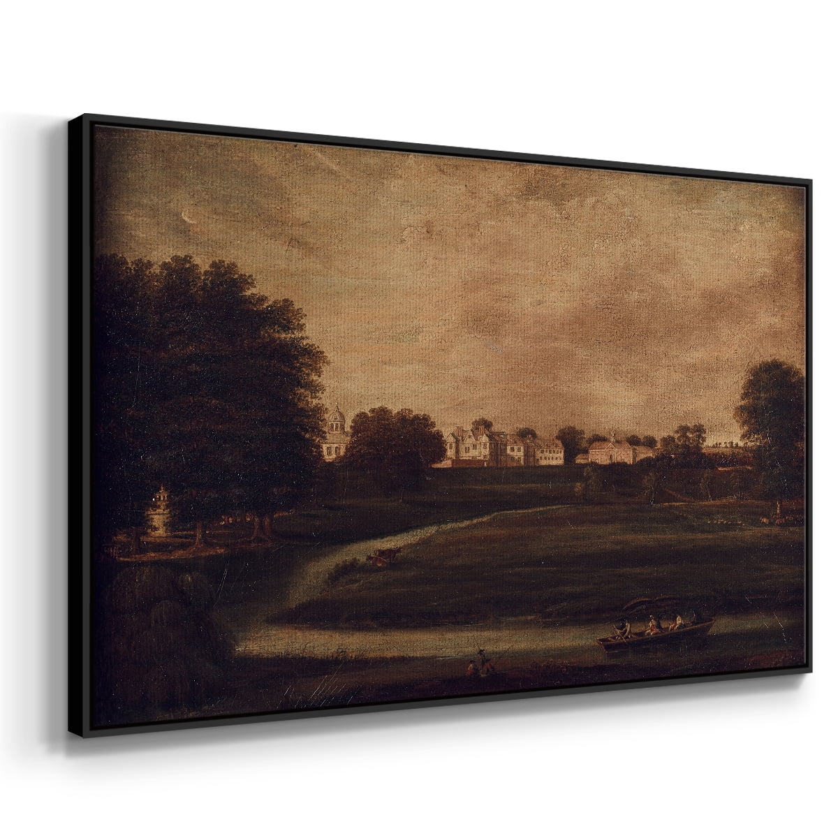 Vintage Landscape-CCCXVI By Wexford Home Framed in Black Wood Gallery Wrapped Canvas 25 in. x 37 in.