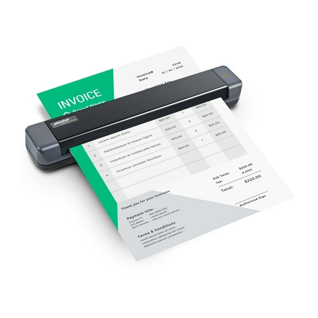 Plustek Mobile Scanneur S410 Plus - Numériseur de Documents Portable à Feuilles - pour Windows 7 / 8 / 10 / 11, avec Numérisation Sans Boutons et Logiciel RCR Inclus