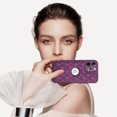 thumbnail image 2 of Logo View Design Compatible with iPhone 12 Pro Max Phone Case Luxury Diamond Plaid PU Leather Vintage Slim Non-Slip Soft Grip Shockproof Anti-fall Heavy Duty Protective Case Cover,Deeppurple, 2 of 7