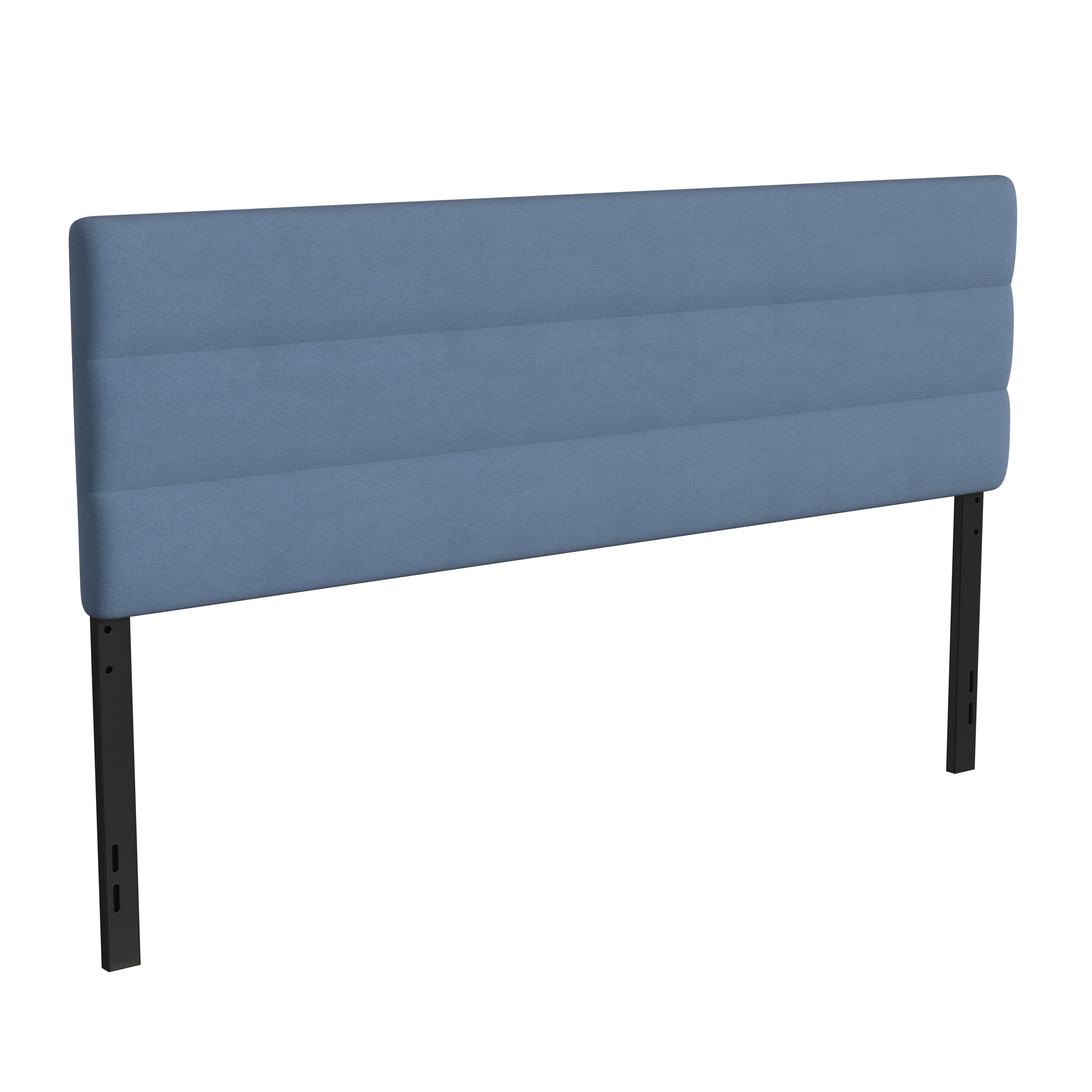 BizChair King Channel Stitched Fabric Upholstered Headboard, Adjustable Height from 44.5" to 57.25" - Blue