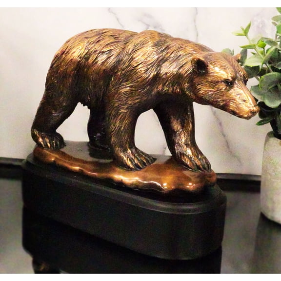 North Pole Arctic Circle Wildlife Roaming Polar Bear Figurine With Black Base
